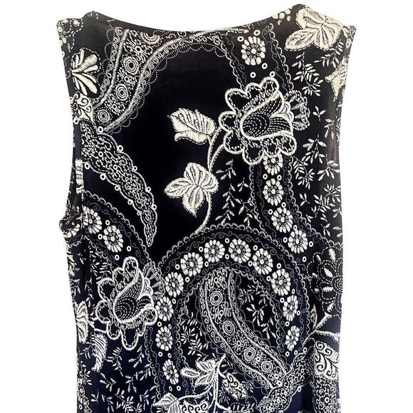 Expresso Blue White Floral Summer 70's Inspired Stretch Maxi Dress Size Large - Picture 5 of 5